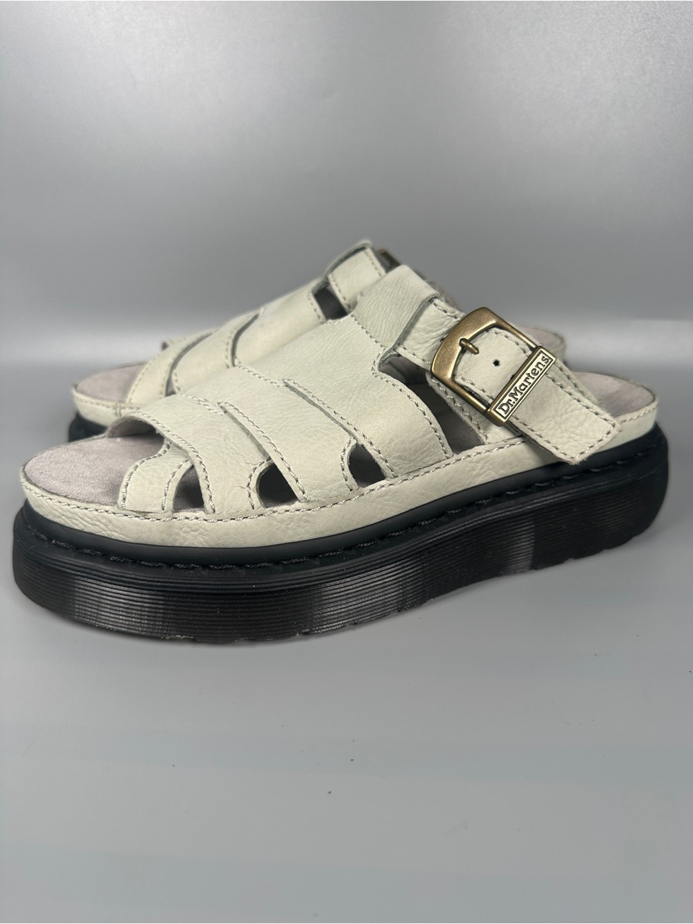 Dr Martens Maxxy Leather Heavy Buttersoft Slide Sandals Women’s Sz 8 Sage Green